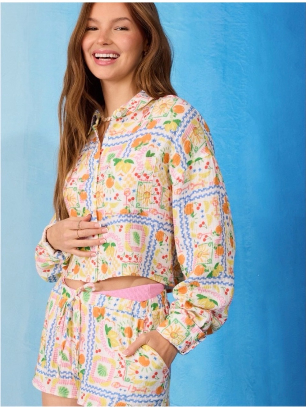 NWT ALTAR'D STATE AMALFI BREEZE BUTTON DOWN TOP LARGE - Picture 4 of 4